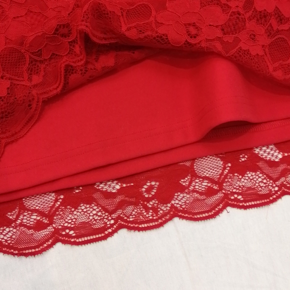 Bebe Red Lace Multi Halter Bustier Dress Bodycon - Picture 11 of 16